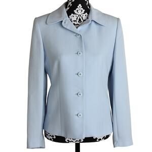 Vtg Lt Blue Casual Corner Front Button Blazer W/ Pockets - 4